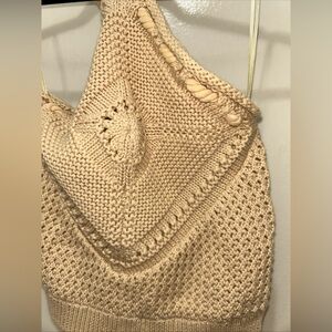 Elegant Beige Knit Poncho